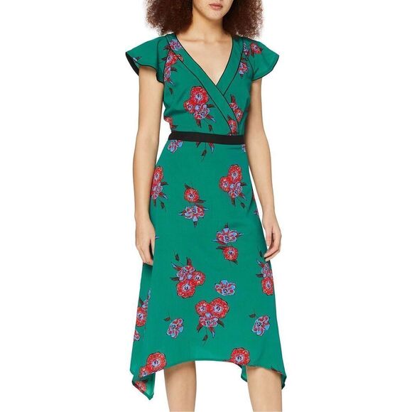 NWT Womens Find Plus Faux Wrap Floral Asymmetrical Midi Dress - Sz 2X - Picture 4 of 5
